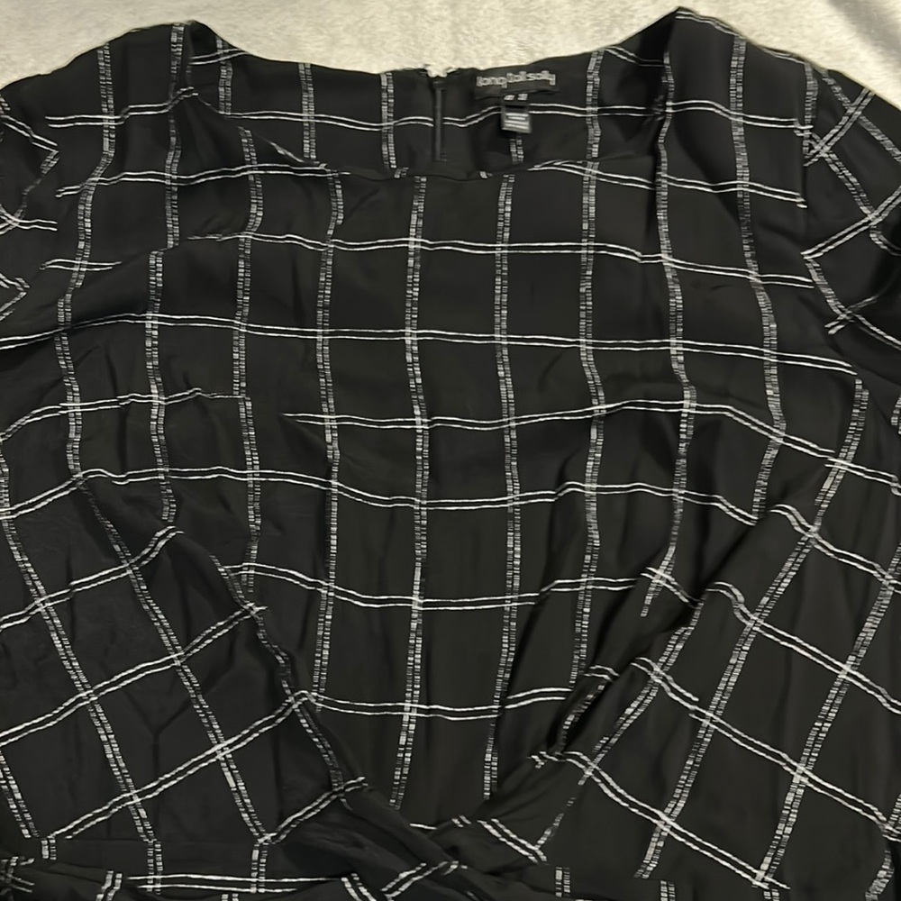 Long Tall Sally Black Dress Twist Detail Check Woven Plus Size 20 - Picture 3 of 9